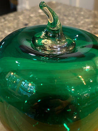 Blenko 4.75" Green Blown Glass Apple -