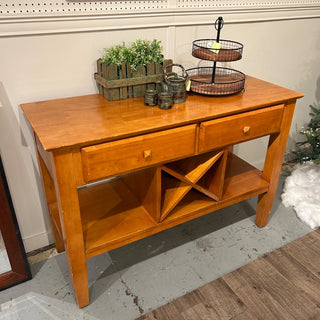 2 Drawer Wood Side Board 52Wx20Dx35H