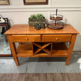 2 Drawer Wood Side Board 52Wx20Dx35H