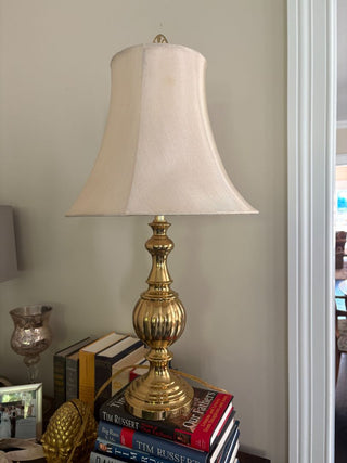 brass Lamp w ecru shade