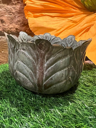 Cabbage Leaf Metal Planter