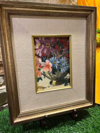 Framed Original Oil Painting of Daisies - Signed