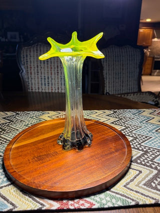 Yellow Handblown Flower Shaped Vase