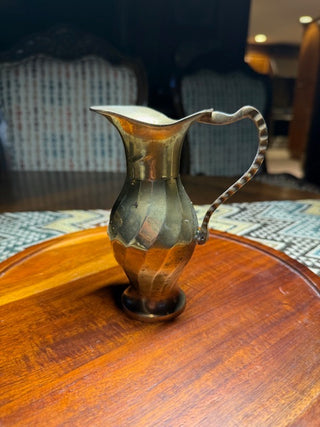Vintage Hosley Solid Brass Twisted Handle Pitcher
