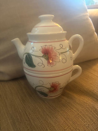 stacked teapot and cup