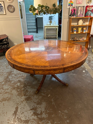 6 Drawer 62in Rnd Inlay Foyer/Dining Table 62Wx62Dx30H