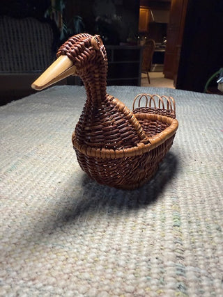Woven Rattan Duck w/Wooden Beak