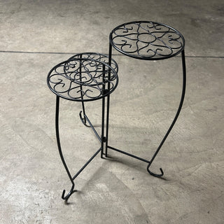 Black Metal Three Tier Folding Plant Stand 16Wx16Dx24H