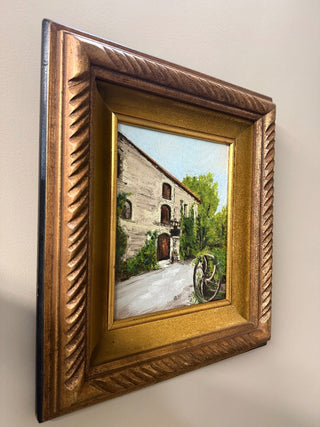 Original Signed European Village Oil Painting (17"H 15"L) - TGL#8