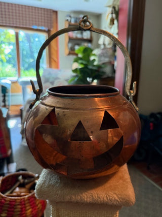 Vintage Jack O Lantern Copper Pumpkin