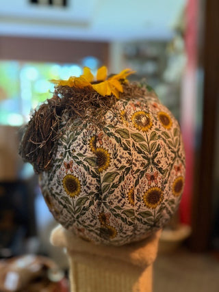 Large Decoupage Sunflower Pumpkin