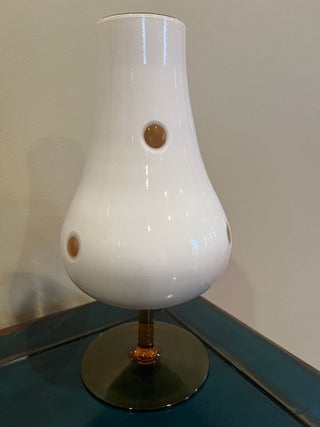 Yellow and White Dot Cased Glass Vase from the Empoli Region of Italy