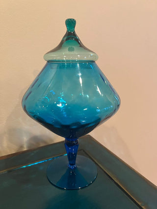 Translucent Blue Glass Apothecary Jar from the Empoli Region of Italy