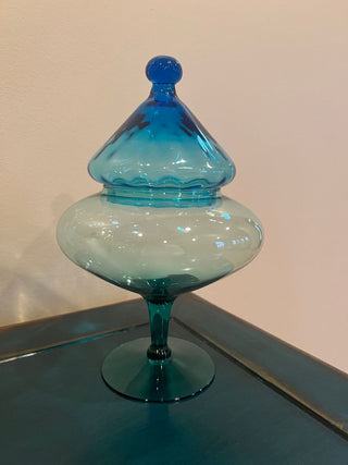 Translucent Blue Glass Apothecary Jar from the Empoli Region of Italy