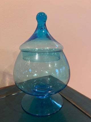 Translucent Blue Glass Apothecary Jar from the Empoli Region of Italy