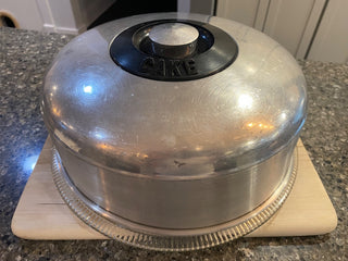 Kromax Brushed Aluminum Cake Dom with Glass Cake Plate