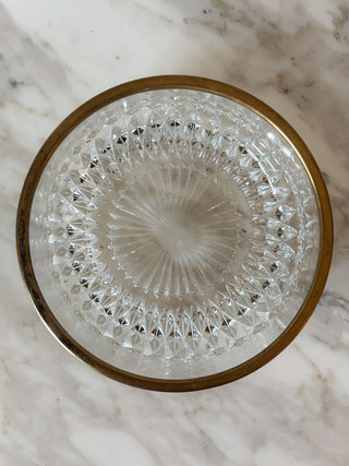Diamond Point Crystal Bowl w/ Brass Rim