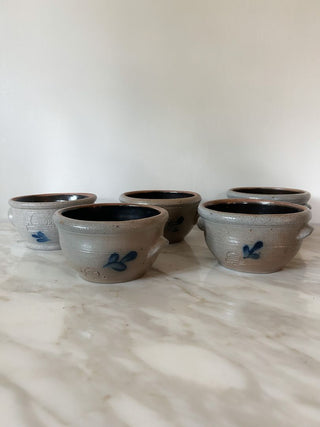 Set of 5 Rowe Pottery Works Salt Glaze Stoneware Bowls