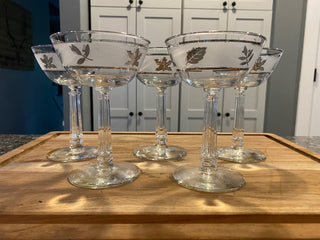 Libbey Frosted Silver Leaf Champagne Coupes (5)