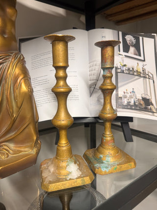 Vintage brass candlestick pair