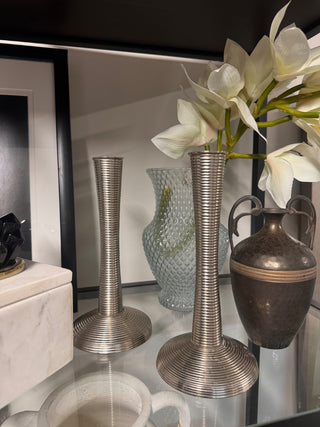 Vintage ribbed modulus candlestick pair