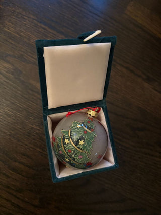 painted glass ornament in box