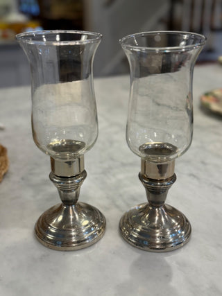 silver hurricane candle holders