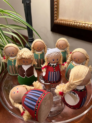 Set of Eight (8) Vintage A. Ellerberg Hand Painted Napkin Rings from Sweden