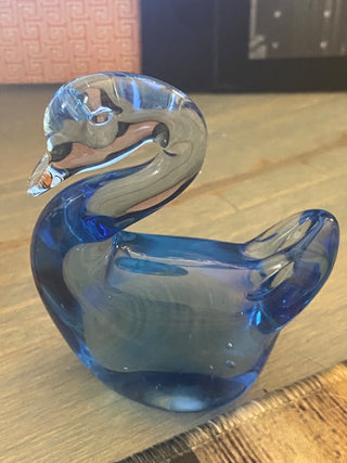 3.5" Blue Glass Swan -