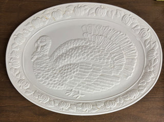 Large 18” Turkey embossed serving platter. #322