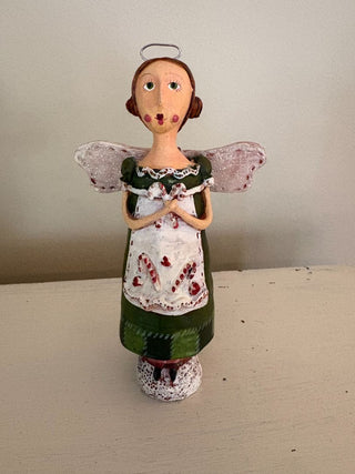 candy cane wooden angel orn