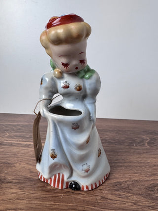 Vintage Girl Planter Vase Japan, likely from 1950
