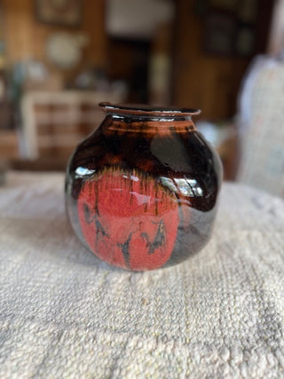 Orange & Brown Studio Pottery Vessel