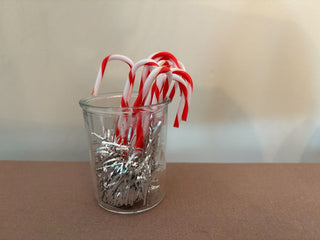 mini faux candy canes in jar