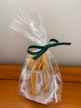 beeswax candles in jar