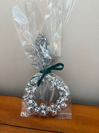hanging mini silver bell wreath