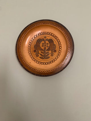 Wood plate w/brass inlay Made in Poland