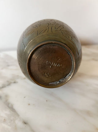 Chinese Etched Brass Vase