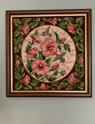 Hummingbird & Hibiscus needlepoint