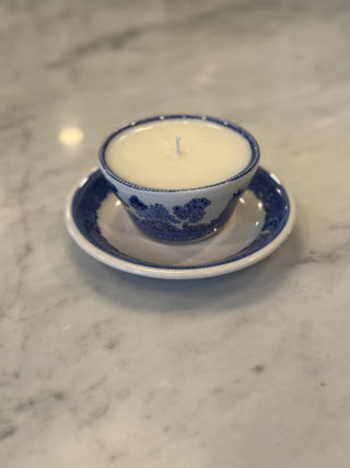 Candled Vintage Buffalo China Blue Willow bowl/saucer set