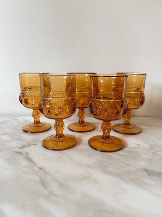 Set of 5 Indiana Glass King's Crown Goblets