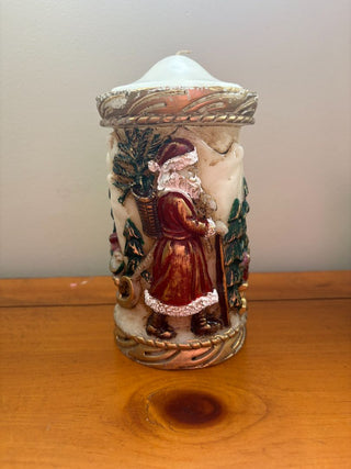 vintage Santa w tree candle