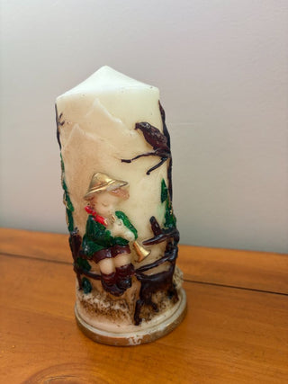 vintage boy/girl/trees candle