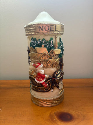 vintage Santa w sleigh candle