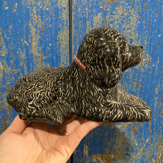 Vintage Black Dog Ceramic Statue