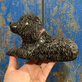 Vintage Black Dog Ceramic Statue