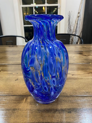 Blown Glass Blue Swirl Vase