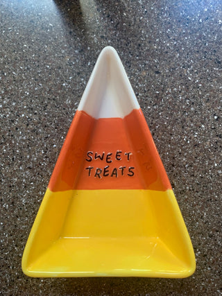 Halloween candy corn shaped dish