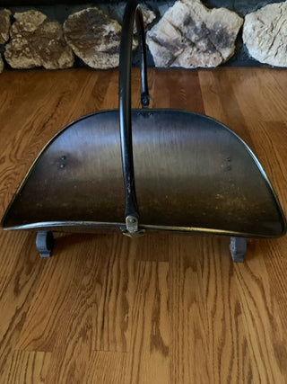 Vintage brass fireplace kindling holder