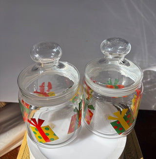 Vintage Christmas Glass Apothecary Candy Jars (set 2), France #525